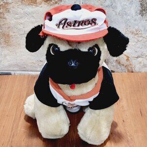 Build A Bear Workshop Houston Astros Pug Dog Plush Tan Black Baseball